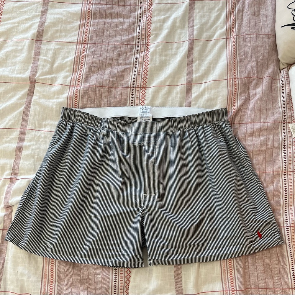 Polo Ralph Lauren Striped Boxer Shorts Grey / White ( XL )